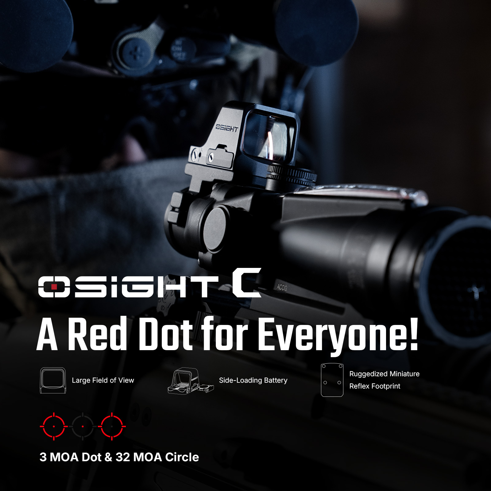 כוונת השלכה נקודה אדומה Osight C Multi-Reticle Red Dot Sight