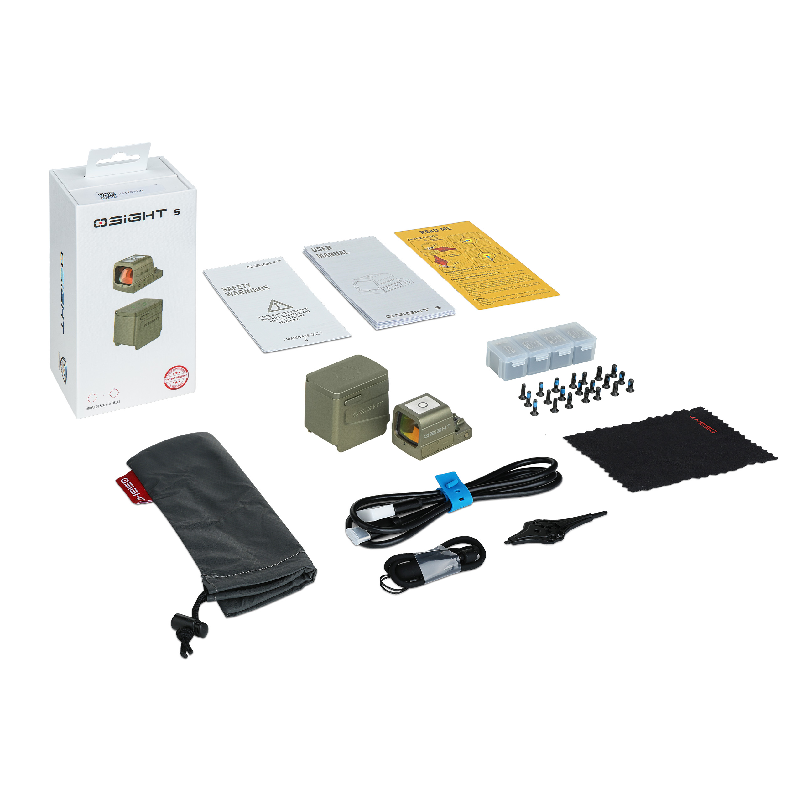 כוונת השלכה סגורה לאקדח קומפקטי Osight S Multi-Reticle- צבע ירוק זית