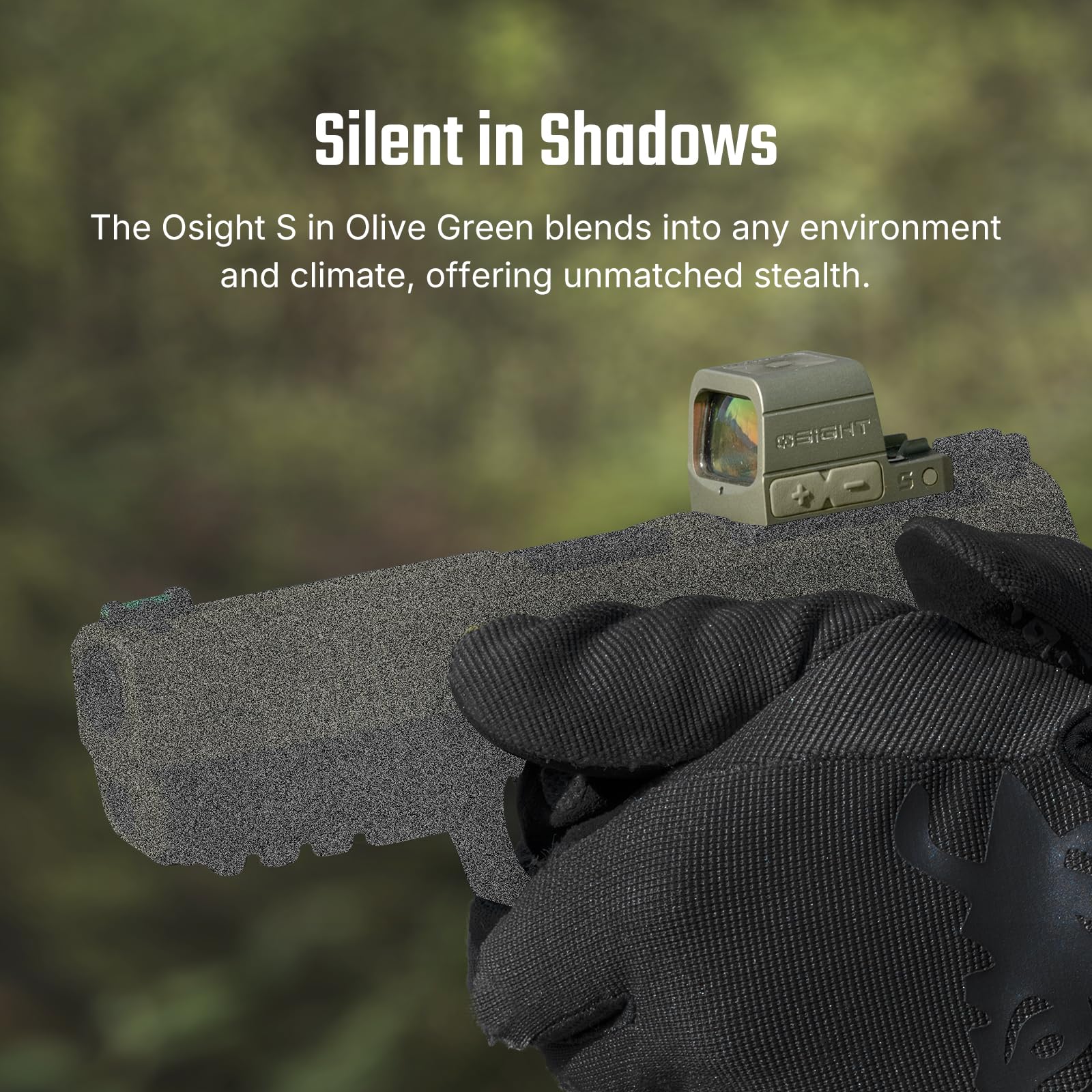 כוונת השלכה סגורה לאקדח קומפקטי Osight S Multi-Reticle- צבע ירוק זית