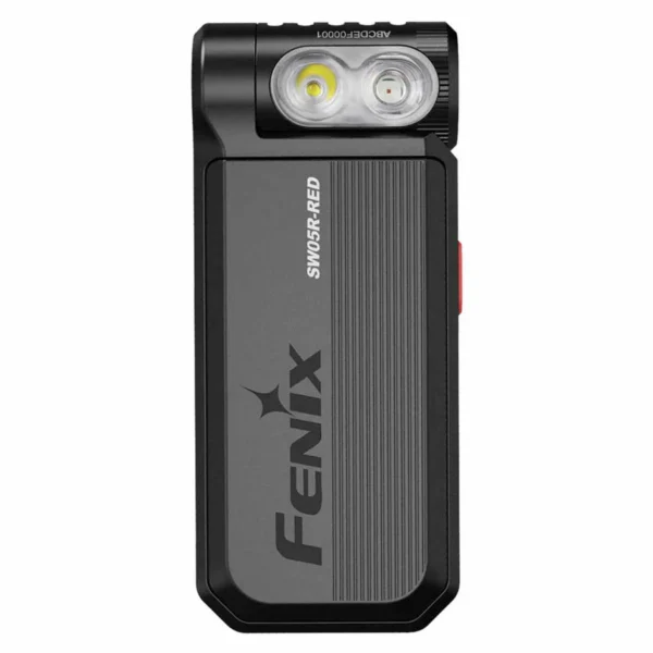 פנס קליפס מגנטי נטען Fenix SW05R-RED עם תאורה לבנה ואדומה - שחור