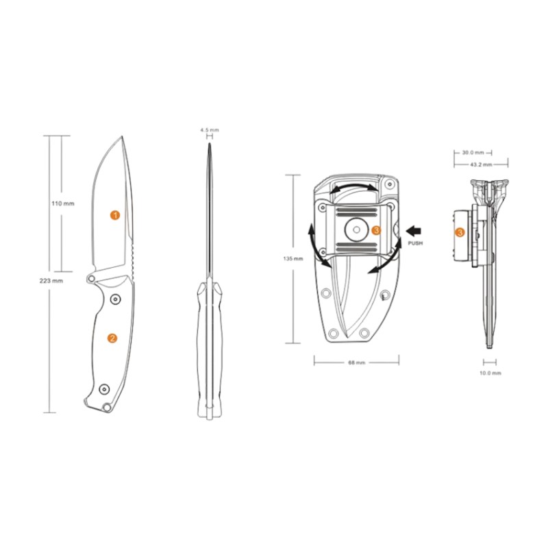 סכין Ruike F118 Jager עם נרתיק – תמונה 3