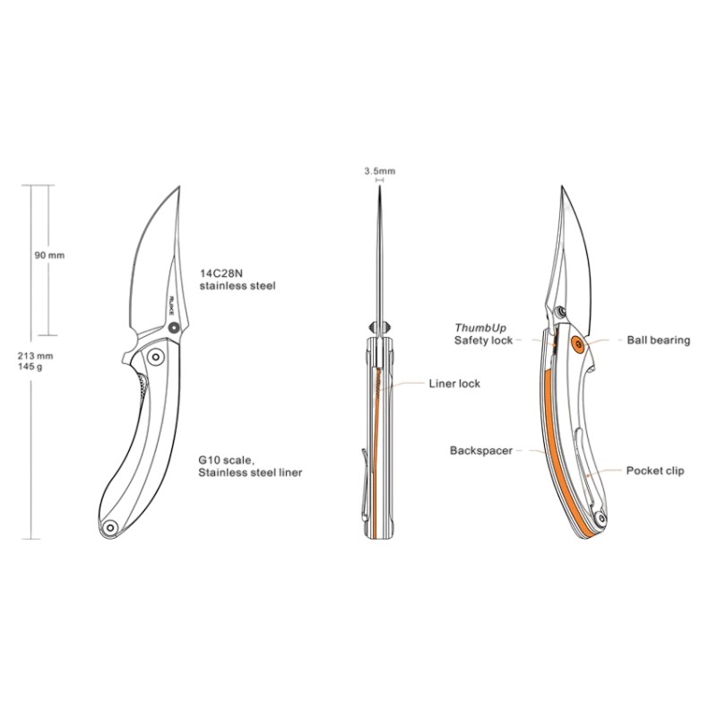 סכין Ruike P155 Folding Knife שחור – תמונה 2