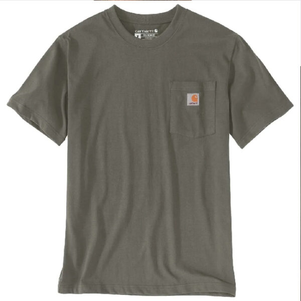 חולצת טי עבודה כותנה כיס Carhartt K87 WORKW POCKET DEARBORN RELAXED - חאקי, m