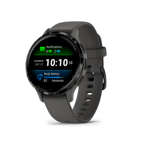 שעון ספורט חכם – Venu 3S 41mm Slate Stainless Steel Bezel with Pebble Gray Case and Silicone Band
