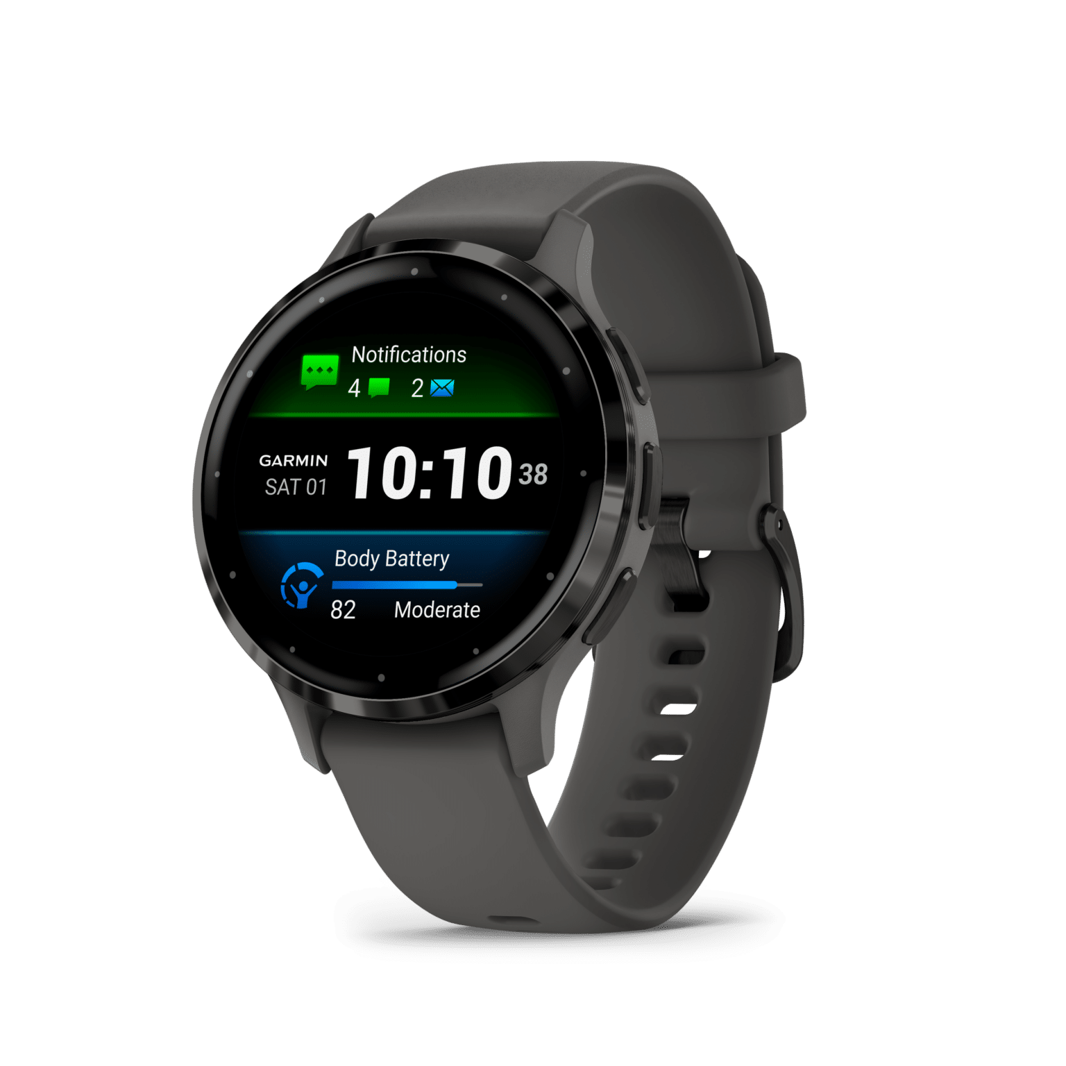 שעון ספורט חכם - Venu 3S 41mm Slate Stainless Steel Bezel with Pebble Gray Case and Silicone Band