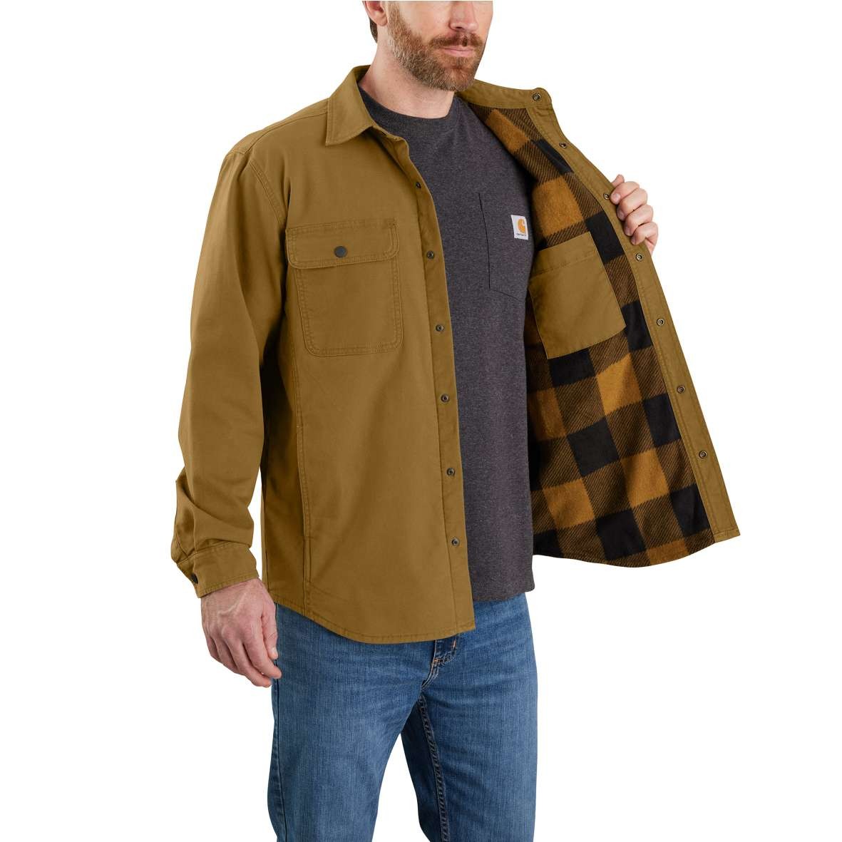 חולצת ג'קט קנבס עם בטנת פליס Carhartt Rugged Flex 105419 – תמונה 3