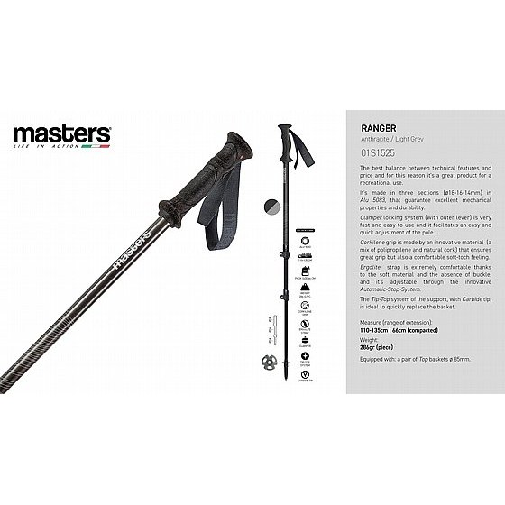 מקלות הליכה Masters Ranger אפור כהה – תמונה 4