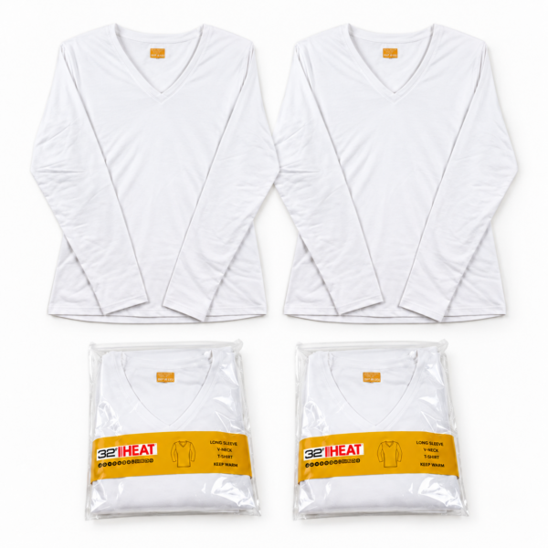 זוג חולצות פלנל ארוך נשים לבנות וי WEATHERPROOF - m