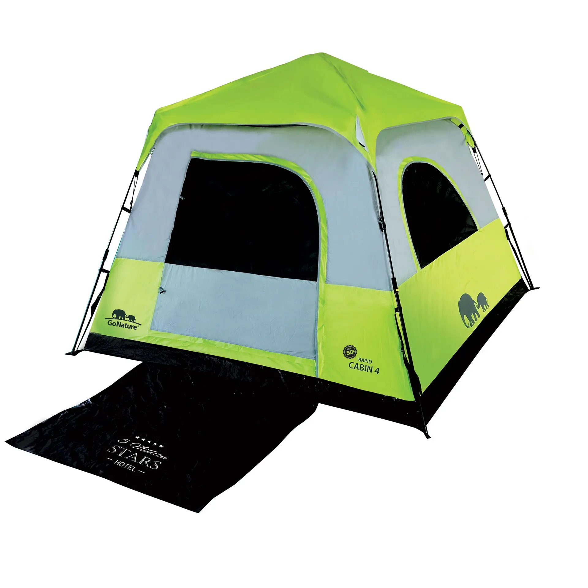 אוהל קמפינג ל-4 אנשים GoNature RAPID CABIN UPF50 -D